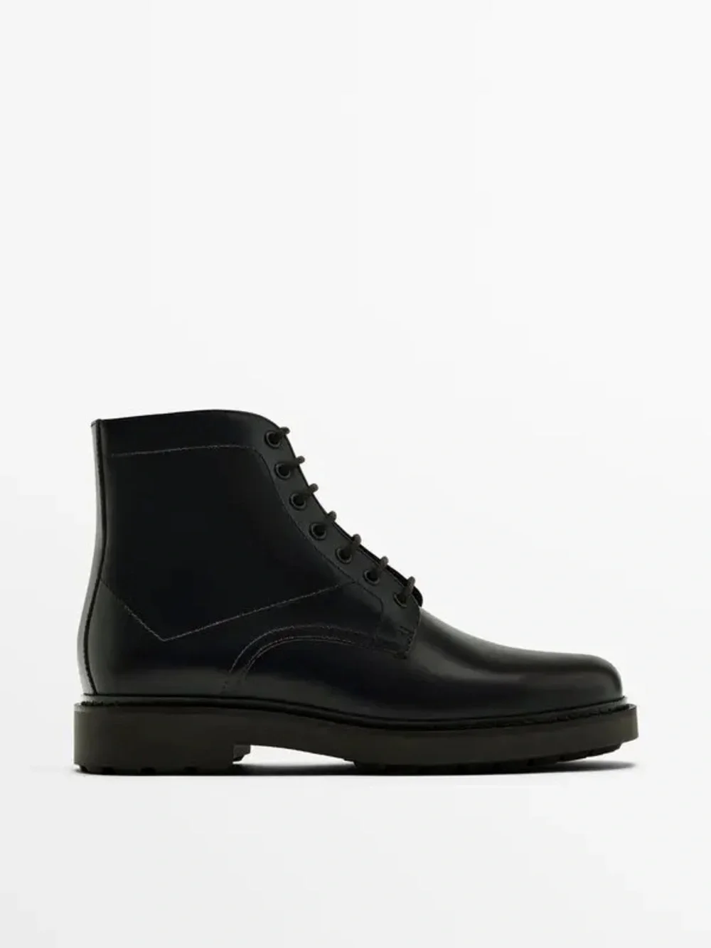 NWT‎ Massimo Dutti Men's Brown Leather Lace Up Boots Size 10 (43) Minimalist